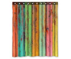 KXMDXA Duschvorhang, Vintage-Stil, Bunte Tapete, Kunstwerk, bemalt auf Holz, Polyester-Stoff, Größe 152,4 x 182,9 cm