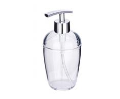 WENKO 22193100 Seifenspender Cocktail Transparent, Flüssigseifen-Spender, Spülmittel-Spender Fassungsvermögen: 0,43 l, Polystyrol, 8 x 17,5 x 8 cm, Transparent