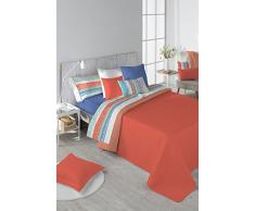 Stilia Tagesdecke, Frühling/Sommer/Herbst, zweifarbig, wendbar, Koralle, 180 x 270 cm, für Bett 90 cm