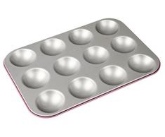 Zenker creative studio Mini-Amerikaner-Backblech, Backform für 12 Florentiner, Miniamerikanerform mit Antihaftbeschichtung, Backform für kleine Amerikaner: Ø 7 x 2 cm,Farbe: rosa,silber,Menge: 1 Stück