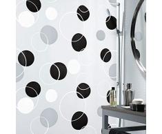 Spirella Anti-Schimmel Duschvorhang Bubble Anti-Bakteriell, waschbar, wasserdicht PEVA 180x200cm Weiß Schwarz