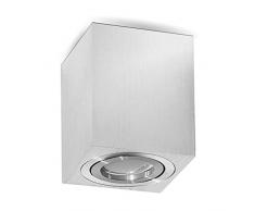 JVS Aufbauleuchte Aufbaustrahler Deckenleuchte Aufputz Led MILANO -LANG- GU10 Fassung 230V Eckig alu-silber schwenkbar Deckenleuchte Strahler Deckenlampe Aufbau-lampe CUBE Downlight aus Aluminium