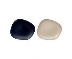 like by Villeroy & Boch Group - Organic Dark Blue sand Speiseteller-Set, 2 tlg., 27 cm, Hartporzellan, spülmaschinen-, mikrowellenngeeignet, blau/sand