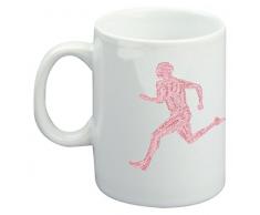 , geistreiche Art Keramik Tasse/Schreibtisch Accessoire in Modernes typographisches Läufer Design, Vinyl, Rot Töne