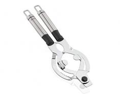 Leifheit Deckelöffner ProLine-Serie, für Gläser oder Flaschen, Flaschenöffner aus hochwertigem Edelstahl, inklusive leicht bedienbaren Kapselheber und praktischer Aufhängeöse, Gläseröffner, silber