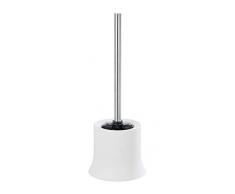 Wenko WC-Garnitur Basic, offener Toilettenbürstenhalter für das Badezimmer, inkl. Toilettenbürste, aus mattiertem Kunststoff, Maße (B/T x H): Ø 14 x 38 cm, weiß