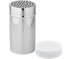 Fackelmann Grobstreuer, GewÃ¼rzdose aus Edelstahl, GewÃ¼rzstreuer mit Deckel (Farbe: Silber/WeiÃ), 13 x 7 cm