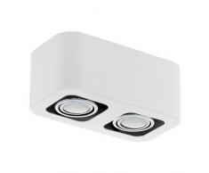 EGLO Deckenleuchte Toreno Aufbauleuchte, 2-flammig Stahl 2x GU10 5 W LED inklusiv Leuchtmittel, Die Strahler sind beliebig schwenkbar, 24 x 13 x 9.5 cm, weià / chrom 93012