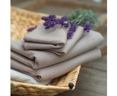 LinenMe 31 x 50 cm Set 2 Handtücher und Gästehandtücher Taupe Leinen Wafer 0220502