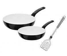 GSW 210294 Ceramica Blanca Induktion Pfannen-Set 3-teilig-inkl. Scala Alleswender, Aluminium, schwarz/weiß, 28 cm, 3-Einheiten