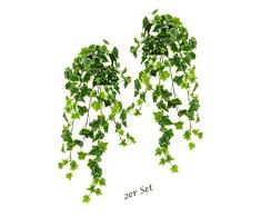 Flair Flower Künstlicher Mini-Efeuhänger, Efeu Ranke Girlande künstlich, Unechter, Hängend, Kunst-Pflanze, Blätter, Busch, Hänger, Wanddekoration, Künstliche, Unechte Pflanze, Hängepflanzen, 2er Set