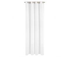 Design91 Glatt Transparent 8 Ösen Schimmernd Glitzer Vorhänge Gardinen Modern Schlicht Schlafzimmer Kinderzimmer Wohnzimmer, Weiß, 135X250cm