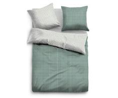 TOM TAILOR 0849791 Melange-Flanell Bettwäsche Garnitur mit Kopfkissenbezug (Baumwolle) 1x 155x220 cm + 1x 80x80 cm, minz
