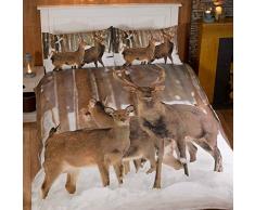 Stag Hirsch Fotografien Tiere Quilt Bettbezug und 2 Kissenbezüge Bettwäsche-Set, Mehrfarbig, Mehrfarbig, Doppelbett