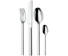 WMF Dune Besteckset, 6 Personen, 24-teilig, Monobloc-Messer, Cromargan Edelstahl poliert, glänzend, spülmaschinengeeignet