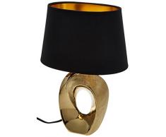 Reality Leuchten Taba R50511079 Tischleuchte, Keramik, Stoffschirm Schwarz / Goldfarbig