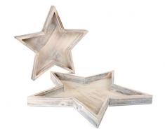 Dekoteller Stern, 2er Set aus Holz, abwechslungsreich dekorierbar, im angesagten Shabby Chic Look