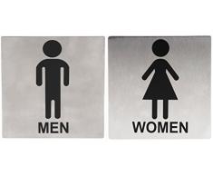 AborenCo Herren undFrauen Toiletten Schilder Set, WC-Tür Teller für Business Restaurant, Selbstklebend, 12,7 x 12,7 cm Edelstahl