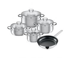 Silit Toskana Topfset 5-teilig, Töpfe mit Glasdeckel, Pfanne beschichtet, Induktionstöpfe, Edelstahl teilmattiert, Topf Induktion, unbeschichtet