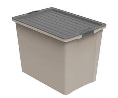 Rotho Eco Compact Aufbewahrungsbox 70l, Kunststoff (recycelt), Cappuccino/Anthrazit, 70 Liter (57 x 39,5 x 43,5 cm)