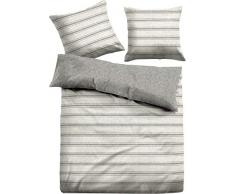 TOM TAILOR 0849914 Melange-Flanell Bettwäsche Garnitur mit Kopfkissenbezug (Baumwolle (60% recycelt)) 1x 155x200 cm + 1x 80x80 cm, grau