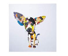Kare Ölbild Chihuahua, 30785, moderne handbemalte Wandbilder, handgemalter Hund, bunt (H/B/T) 100x100x4cm