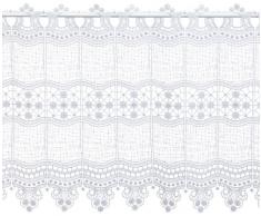 Plauener Spitze by Modespitze, Store Bistro Gardine Scheibengardine mit Stangendurchzug, hochwertige Stickerei, Höhe 45 cm, Breite 144 cm, Weiß