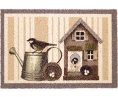 oKu-Tex Fußmatte | Schmutzfangmatte | Deco-Scraper | Aufdruck/Motiv Vogelhaus | Innenbereich und Außenbereich | rutschfest | 50x80 cm