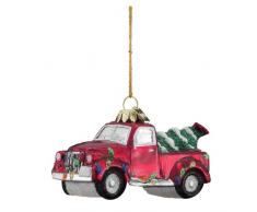 Kurt-Adler Glasornament mit S-Haken und Geschenkbox Festive Collection Truck with Christmas Tree, Nb0200