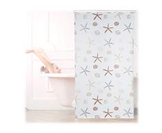 Relaxdays Duschrollo Ocean, wasserabweisend, Muschel Badrollo Wanne u. Dusche, Deckenmontage,120x240cm, semitransparent