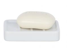 Wenko Seifenablage Hexa Seifenschale, Keramik, Weiß, 9.5 x 13 x 2.5 cm