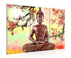 Bilder Buddha Feng Shui Wandbild 120 x 80 cm Vlies - Leinwand Bild XXL Format Wandbilder Wohnzimmer Wohnung Deko Kunstdrucke Bunt 3 Teilig - MADE IN GERMANY - Fertig zum Aufhängen 500631c