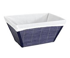 WENKO 22117100 Aufbewahrungskorb Bamboo L Dunkelblau - Badkorb, Bambus, 31 x 14 x 21 cm