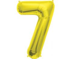 Folienballon Farbe Gold in Form einer 7, unbefüllt ...