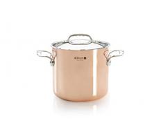 de Buyer 6444.20 Kochtopf aus Kupfer/Edelstahl 2 mm, mit Deckel, Henkel aus Gusseisen/Edelstahl, Durchmesser 20 cm