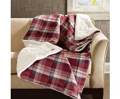 Woolrich Tasha Luxury Oversized Sofstpun Down Alternative Throw Red 50x70 Plaid Premium Soft Cozy Cozy Spun for Bed, Couch or Sofa
