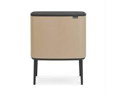 Brabantia BO Touch Bin 3 x 11 L Abfalleimer, Metall, Mineral Goldener Strand, 3 x 11 Liter
