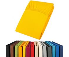 aqua-textil Viana Spannbettlaken 180x200 - 200x200 cm gelb Spannbetttuch Baumwolle