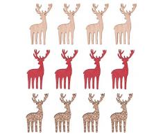 Rayher 46269000 Holz-Streuteile Hirsch, Holzstreuteile, Tischstreuer, Tischdeko, Streudeko Weihnachten, Btl. 12 Stück, 2 x 5 cm