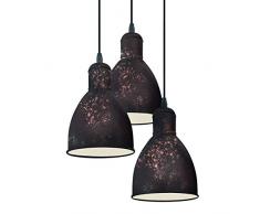 EGLO Pendellampe Priddy 1, 3 flammige Vintage Pendelleuchte im Industrial Design, Retro Hängelampe aus Stahl, Farbe: Kupfer antik, Fassung: E27