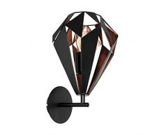 EGLO Wandlampe Carlton 1, 1 flammige Vintage Wandleuchte, Material: Stahl, Farbe: Schwarz, kupfer, Fassung: E27