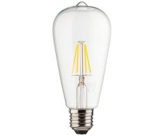 MÜLLER-LICHT 400206 A++, Retro-LED Lampe ST64 ersetzt 60 W, Glas, E27, weiß, 6.4 x 6.4 x 14 cm dimmbar