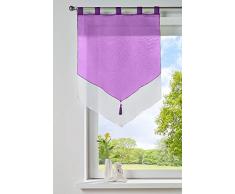 Gardinenbox Scheibengardine »Lyon Deux« Modern Zeitlos Zweilagig Voile Schlaufen Küchenfenster Sichtschutz HxB 90x60 cm Lila Spitzpanneaux Scheibenhänger, 10000334