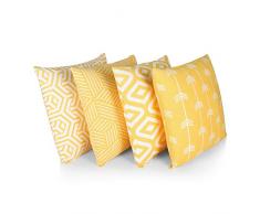 Penguin Home 3437 Kissenbezüge, 100% Baumwolle, doppelseitig, quadratisch, mit unsichtbarem Reißverschluss, 45 x 45 cm, 4 Stück, Yellow, 45 X45 X1 cm