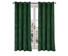 Comforhome Massiv Weicher Samt Fenster Vorhang Tüllen Drapes 52 inch by 108 inch（2 Panels） Dunkelgrün