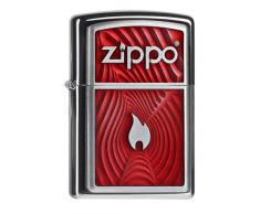 Zippo 2004535 Red 3D Flame Feuerzeug, Messing, Edelstahloptik, 1 x 3,5 x 5,5 cm