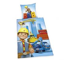 Herding BOB DER BAUMEISTER Bettwäsche-Set, Kopfkissenbezug 80x80cm, Bettbezug 135x200cm, 100% Baumwolle, Renforcé, mit leichtläufigem Reißverschluss