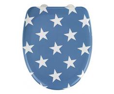 Wenko WC-Sitz Stella, Toilettensitz mit Absenkautomatik, Fix-Clip Hygiene-Befestigung, WC-Deckel aus Duroplast, dunkelblau