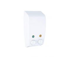 WENKO 18400100 2-Kammer Seifenspender Varese, Flüssigseifen-Spender Fassungsvermögen: 0,900 l, Kunststoff, 13,5 x 25 x 8 cm, weiß