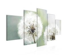 Bilder Blumen Pusteblume Wandbild 200 x 100 cm Vlies - Leinwand Bild XXL Format Wandbilder Wohnzimmer Wohnung Deko Kunstdrucke Grün 5 Teilig - MADE IN GERMANY - Fertig zum Aufhängen 207151a